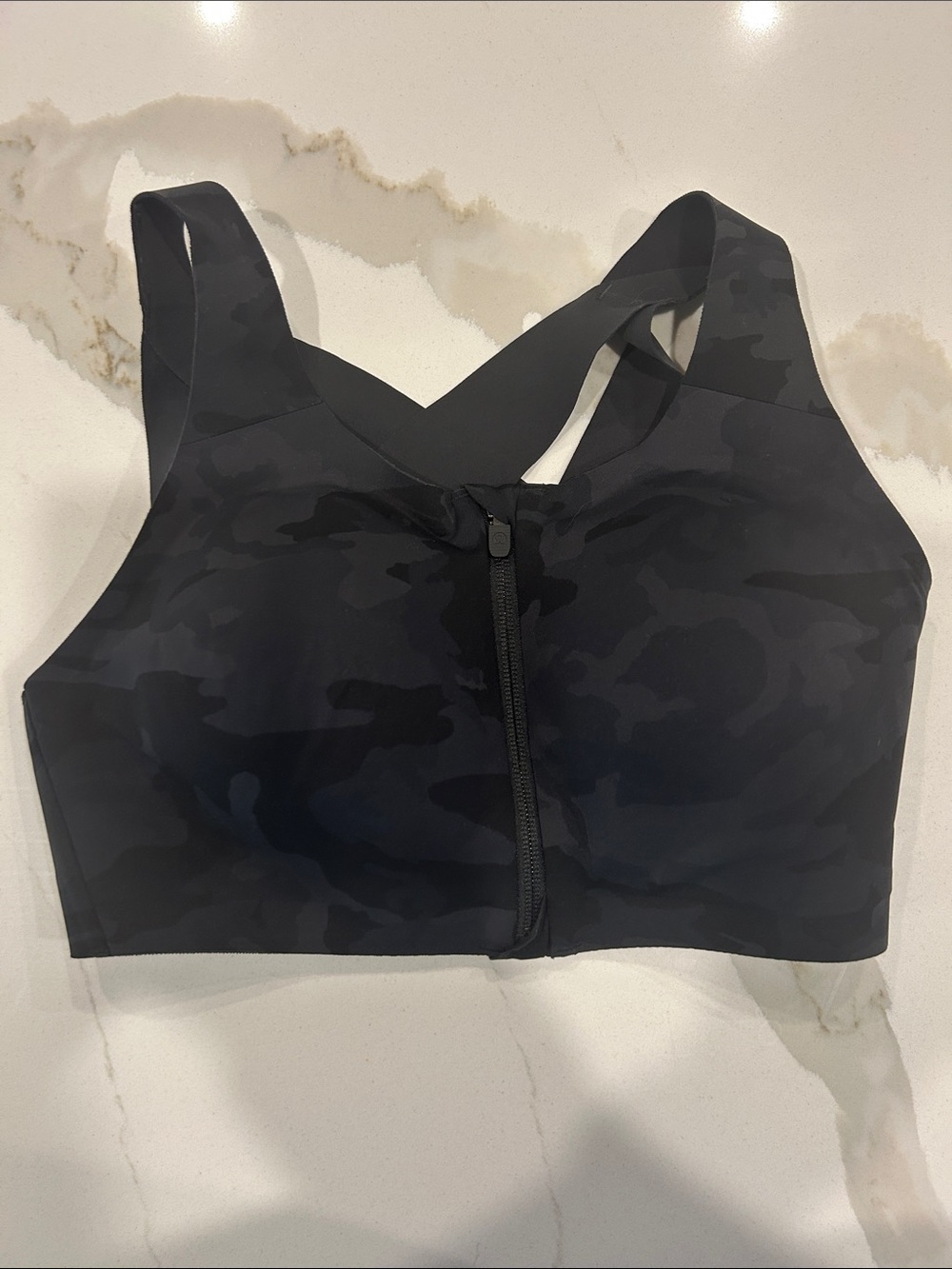 lululemon athletica Black Camo Front-Zip Sports Bra - Deep Charcoal